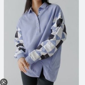 NEW BDG Brogan Patchwork Henley Sweatshirt